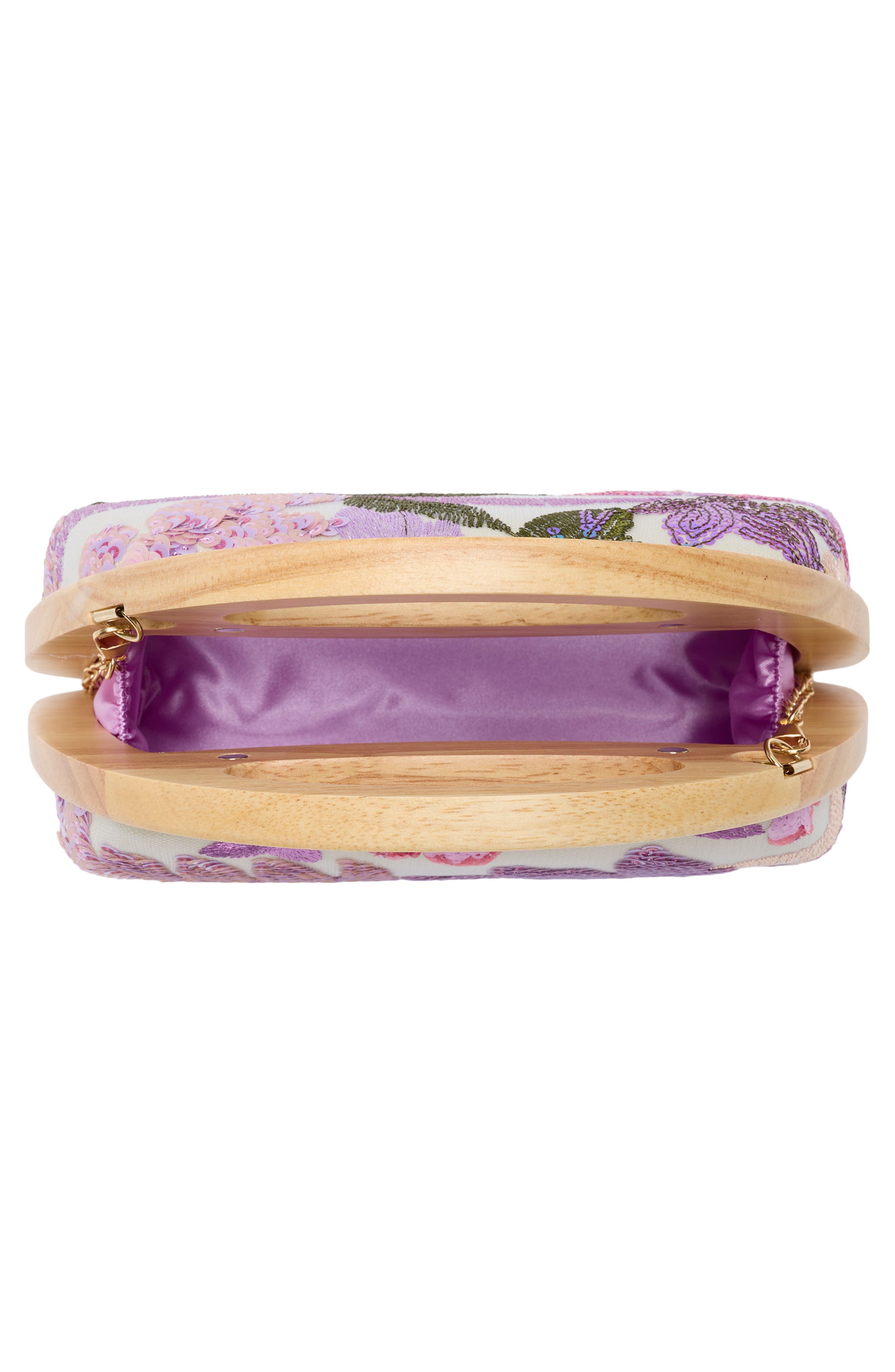 Jessica McClintock Sherrita Sequin Flower Embroidered Clutch, Alternate, color, Iris