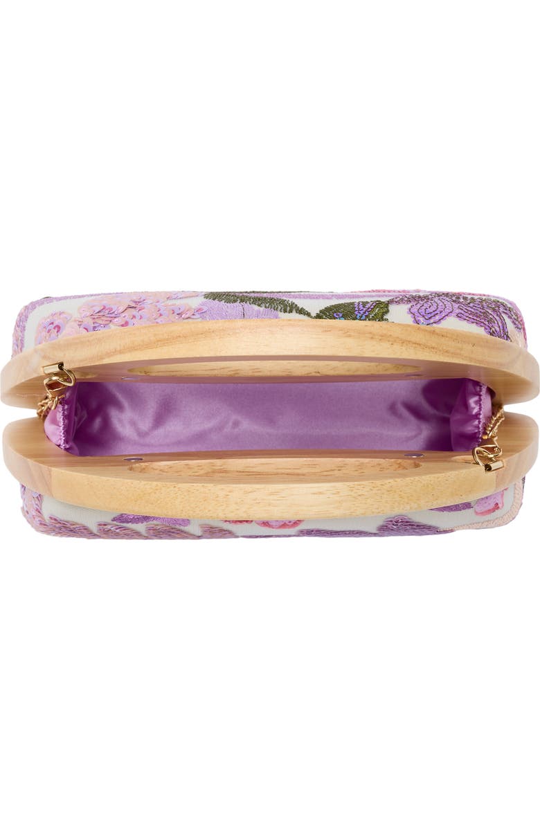Jessica McClintock Sherrita Sequin Flower Embroidered Clutch, Alternate, color, Iris