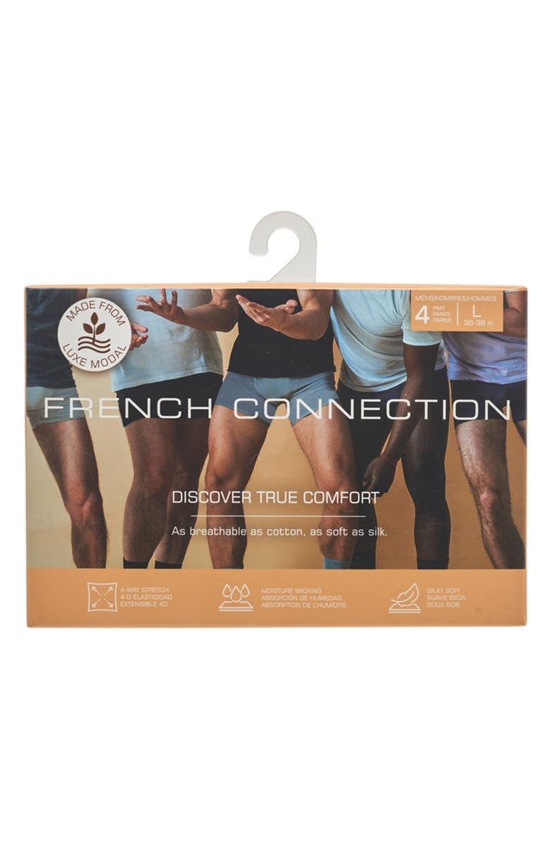 French Connection 4-Pack Modal Boxer Brief, Alternate, color, Black Gray