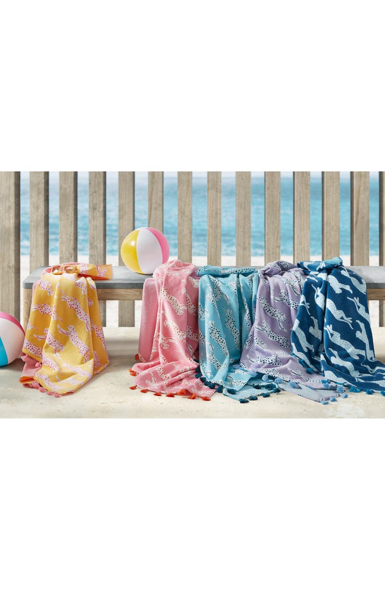 Matouk Leaping Leopard Beach Towel, Alternate, color, Lilac