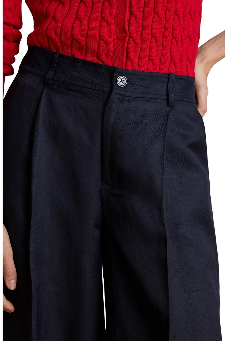 Wide Leg Linen Blend Pants, Alternate, color, LAUREN NAVY BLUE