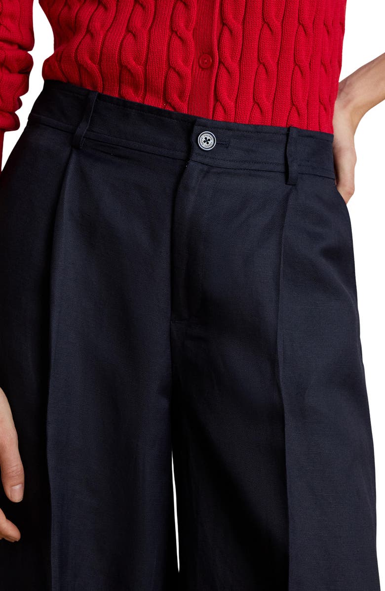 Lauren Ralph Lauren Wide Leg Linen Blend Pants, Alternate, color, Lauren Navy Blue