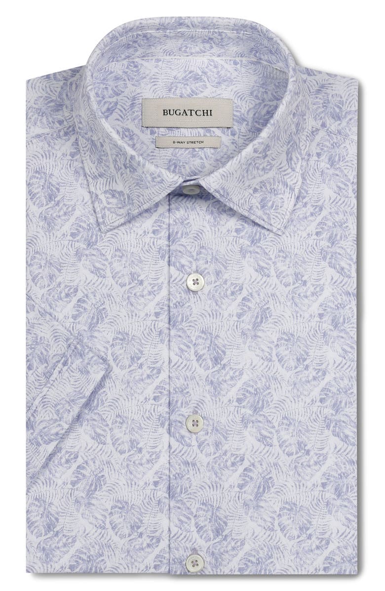 Bugatchi Miles OoohCotton<sup>®</sup> Tropical Leaf Print Short Sleeve Button-Up Shirt, Alternate, color, Lilac