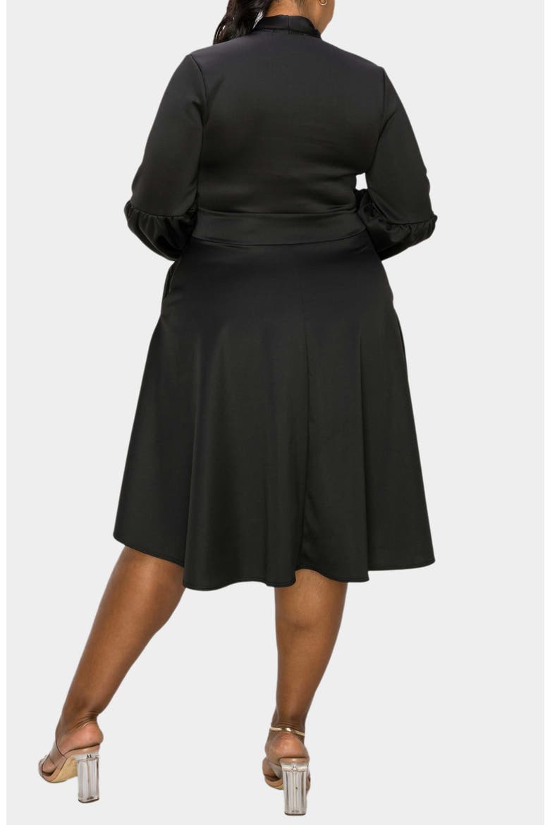 Bekah Long Sleeve Fit & Flare Dress, Alternate, color, BLACK