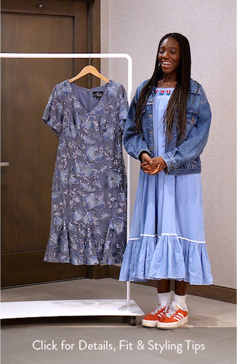 Sequin Embroidered Floral Cocktail Dress, sales video thumbnail