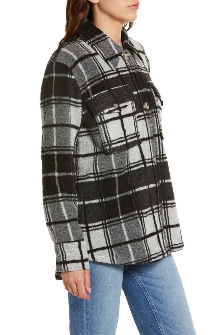 Holden High Pile Fleece Jacket, Alternate, color, BLACK CREAM PLAID