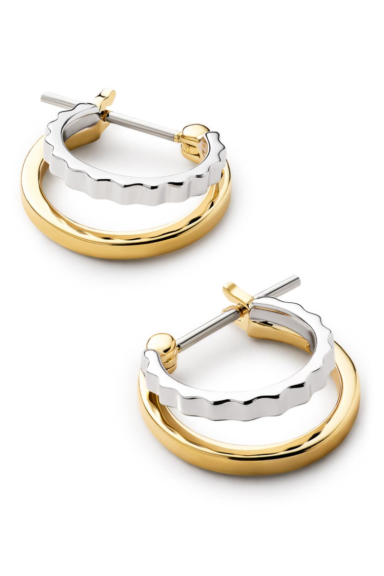 Toda Two-Tone Double Hoop Earrings, Alternate, color, GOLD / SILVER