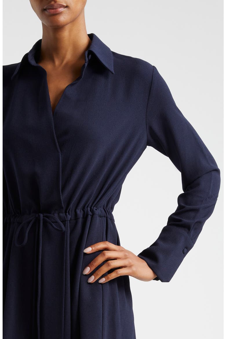 Long Sleeve Tie Waist Crepe Shirtdress, Alternate, color, SOLID BRIGHT BLUE