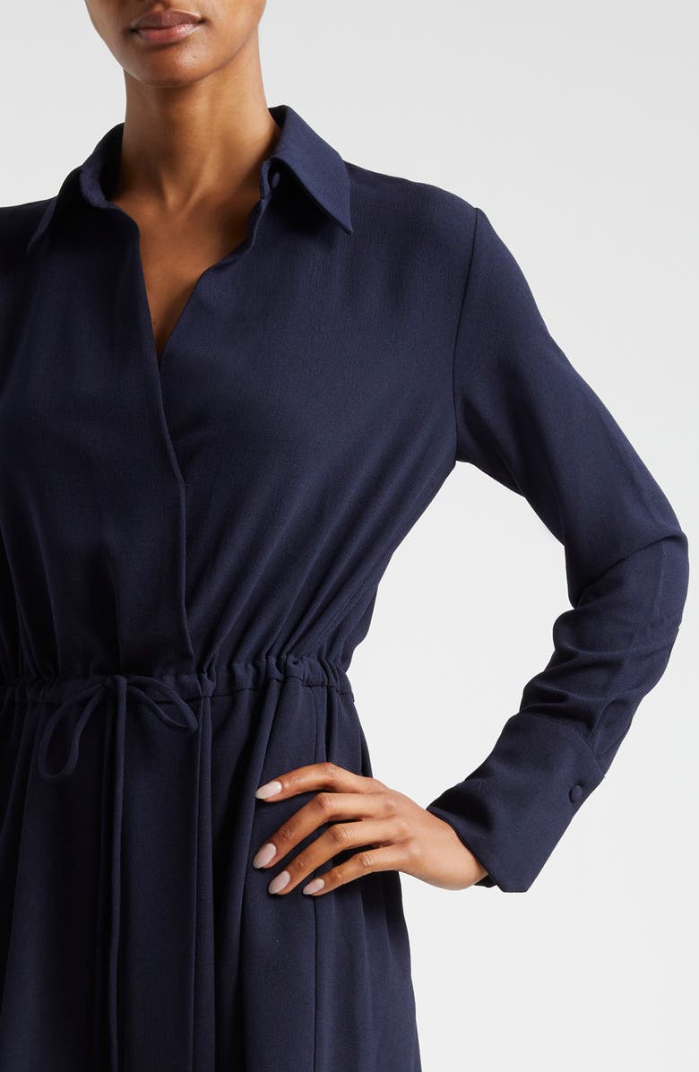 Emporio Armani Long Sleeve Tie Waist Crepe Shirtdress, Alternate, color, 