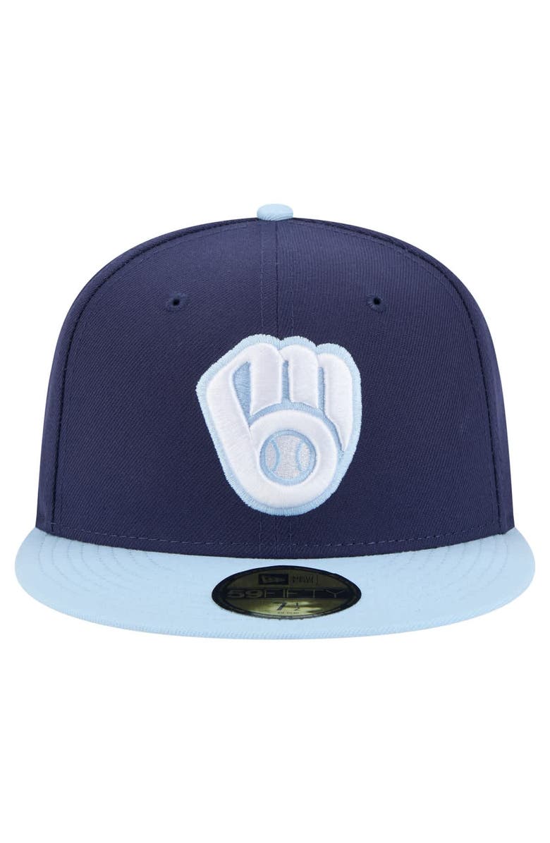 New Era Men's New Era Navy/Light Blue Milwaukee Brewers Color Pack 2-Tone 59FIFTY Fitted Hat, Alternate, color, 