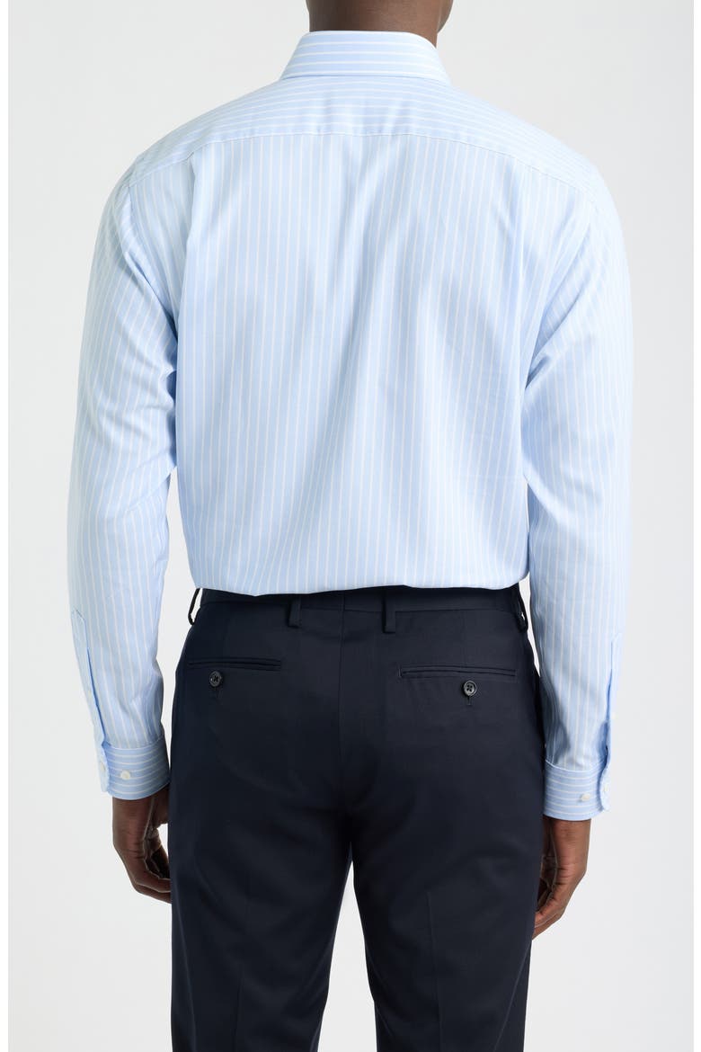 Traditional Fit Stripe Premium Non-Iron Cotton Dress Shirt, Alternate, color, BLUE- WHITE GEORGE STRIPE