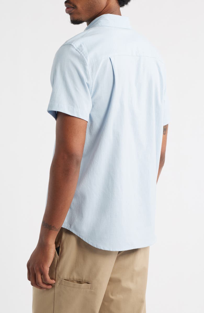Brixton Sanford Oxford Short Sleeve Cotton Blend Button-Up Shirt, Alternate, color, Blue Aura
