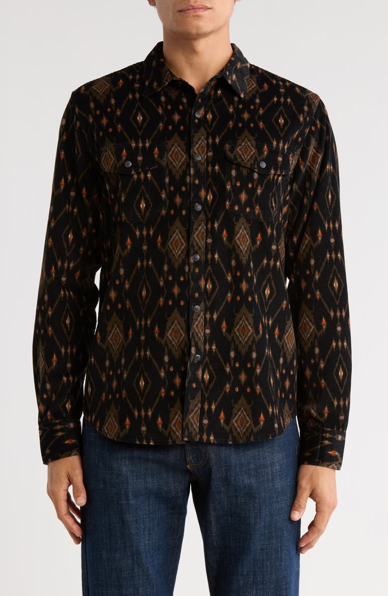Lucky Brand Mojave Long Sleeve Western Shirt, Main, color, Black Ikat/ Multi