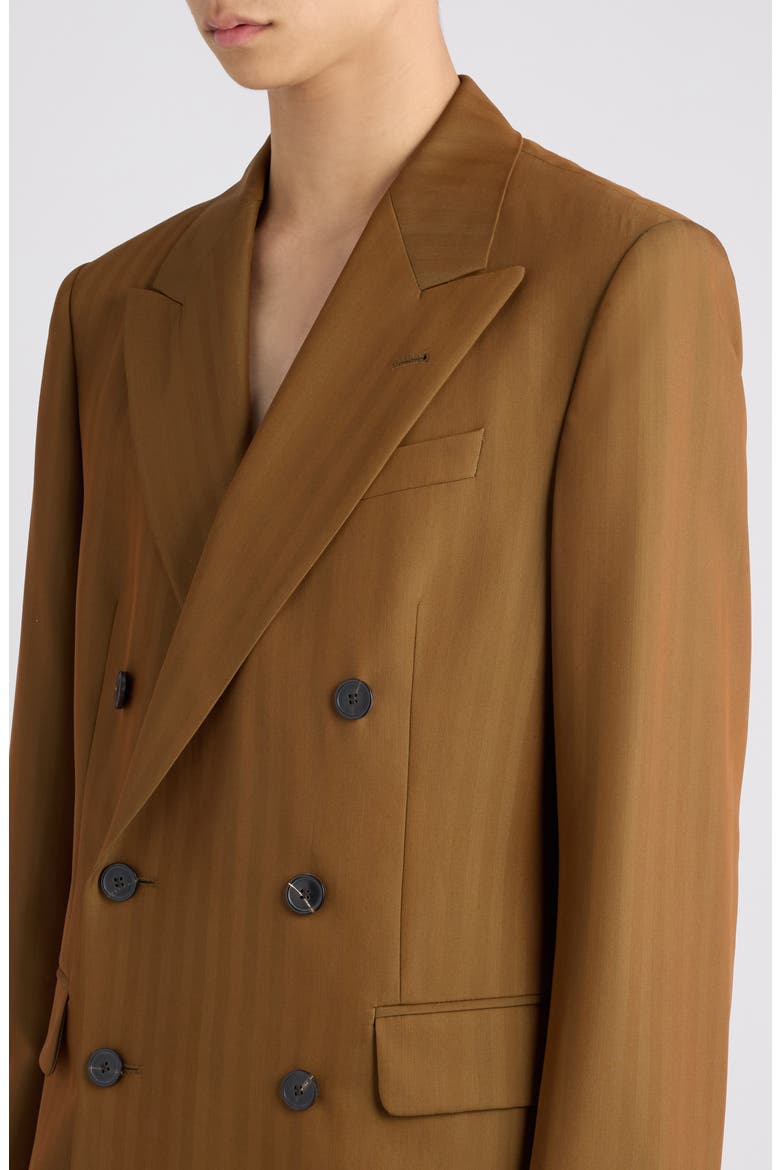 Barry Herringbone Stripe Double Breasted Wool Blend Sport Coat, Alternate, color, TAN