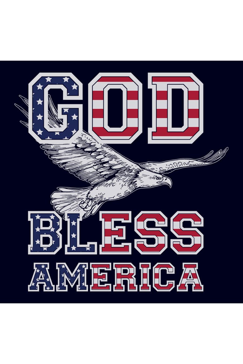Junior's Lost Gods God Bless America  Graphic T-Shirt, Alternate, color, Navy Blue