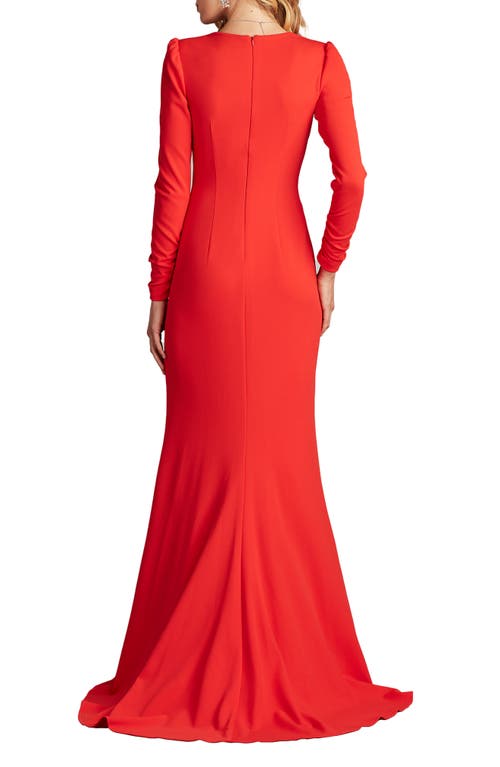 Tadashi Shoji Long Sleeve Mermaid Gown In Red