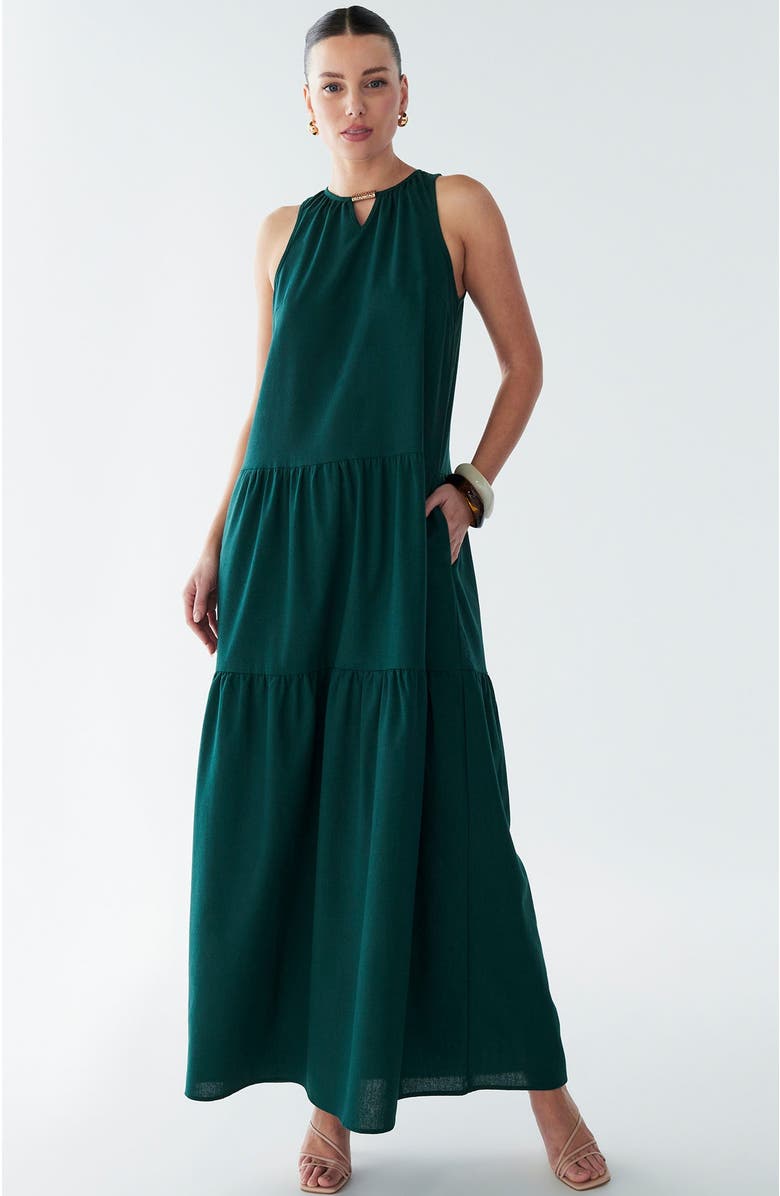 BWLDR Rain Maxi Dress, Alternate, color, Emerald