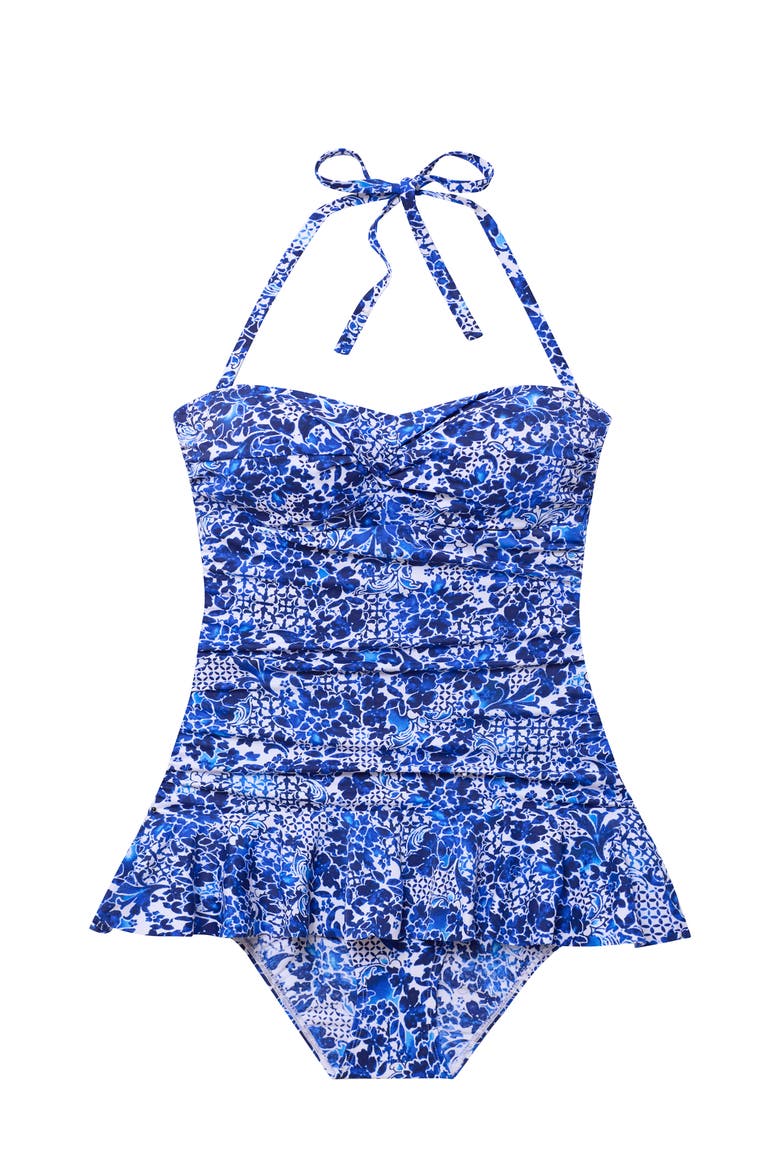 Summer Skirted One-Piece Swimsuit, Alternate, color, Floral City