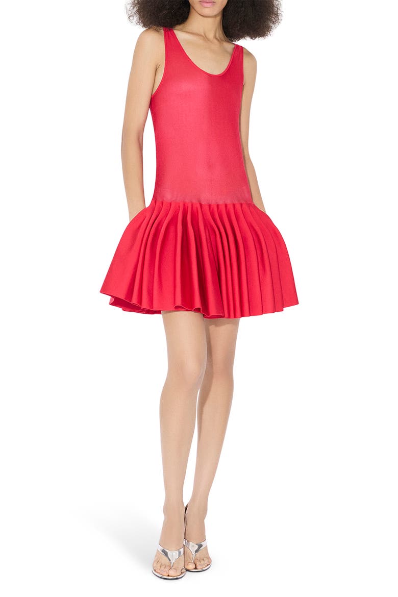 Knit Godet Minidress, Main, color, ROUGE
