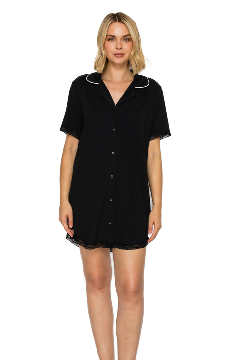 Notched Collared Sleep Dress