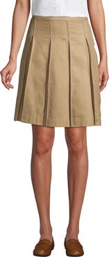 Lands' End Plus Size Solid Top of Knee Box Pleat Skirt