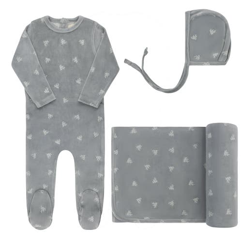 Ely's & Co. Velour Leaf Pattern Collection In Gray