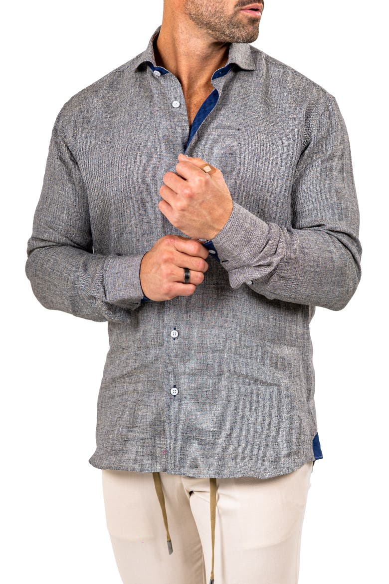 Eins Marthy Contemporary Fit Linen Button-Up Shirt, Alternate, color, GREY