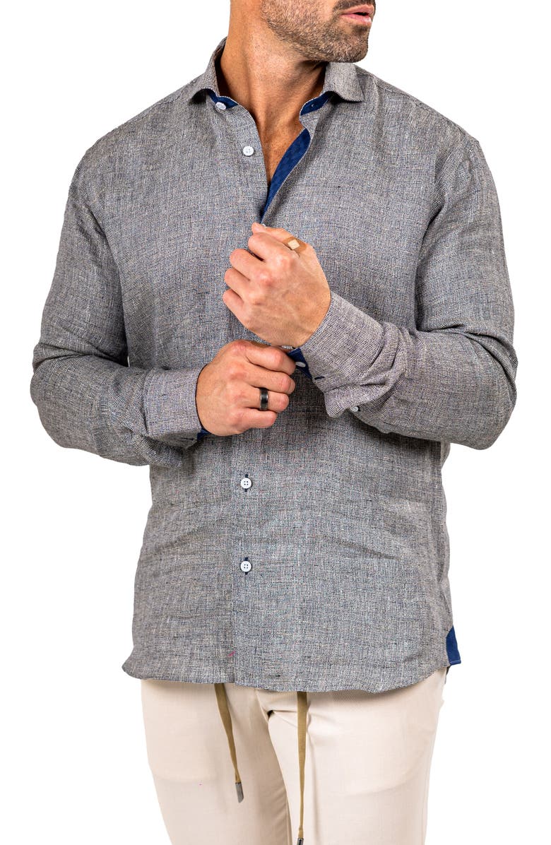 Maceoo Eins Marthy Contemporary Fit Linen Button-Up Shirt, Alternate, color, 
