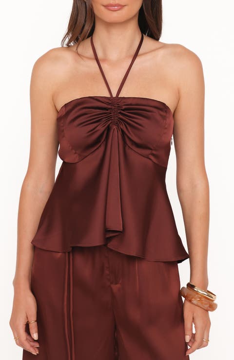 Vita Ruched Peplum Halter Top