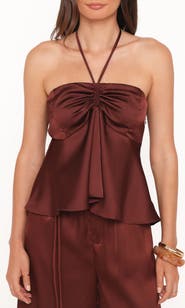 Petal & Pup Vita Ruched Peplum Halter Top