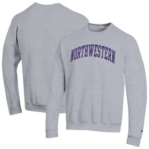 Men's Champion  Heather Gray Northwestern Wildcats Basic Arch Fleece Pullover Sweatshirt