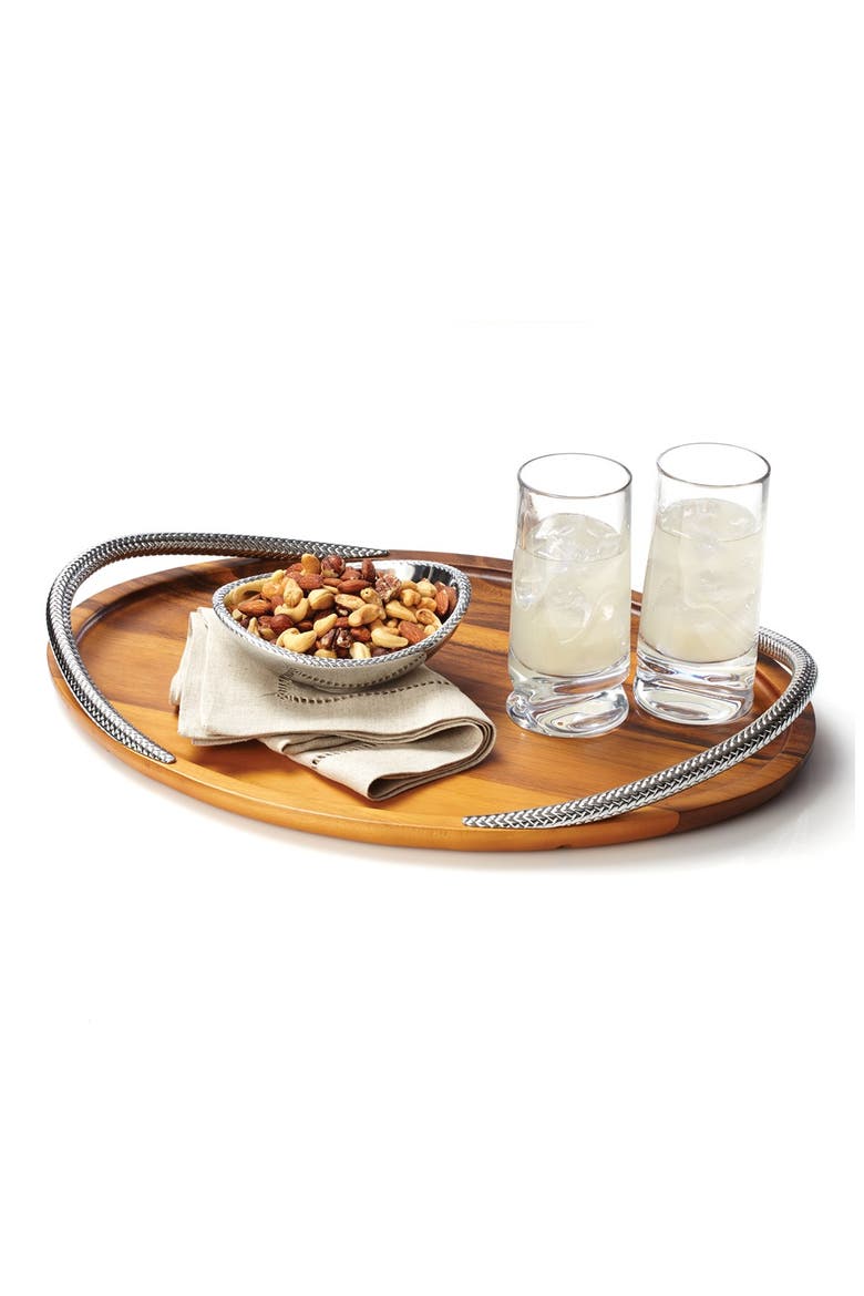 Braid Serving Tray, Alternate, color, BROWN