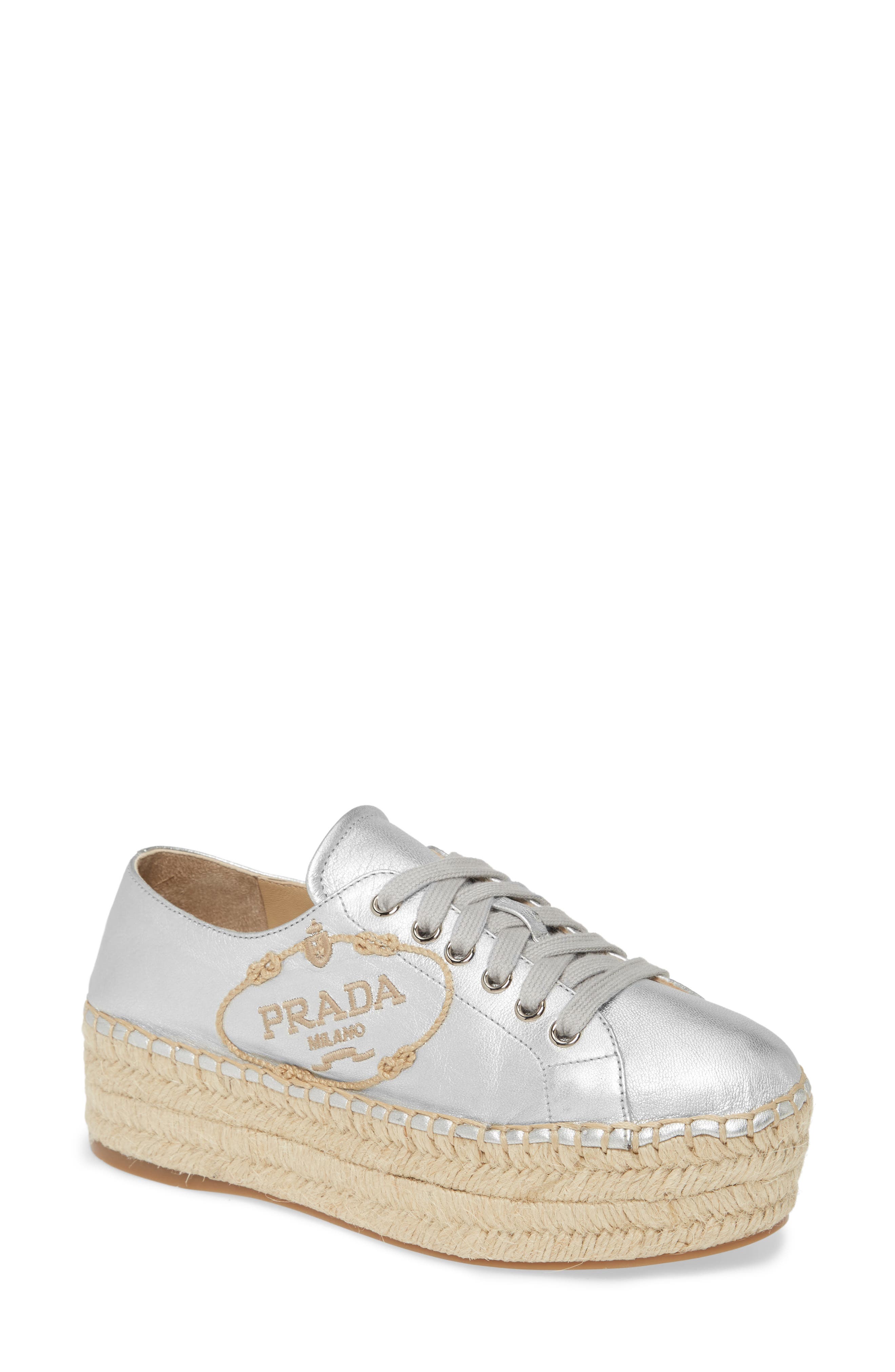 Prada Espadrille Platform Sneaker, Main, color, 
