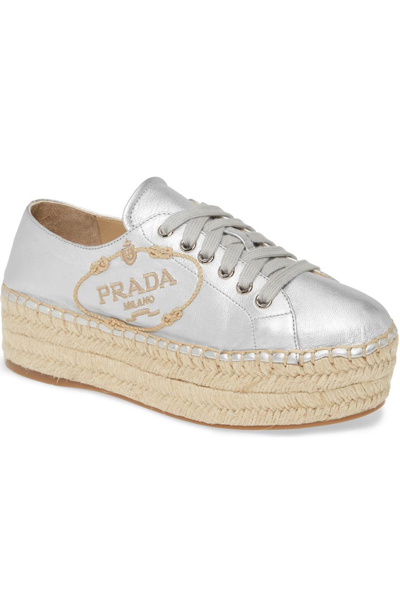 Prada Espadrille Platform Sneaker, Main, color,