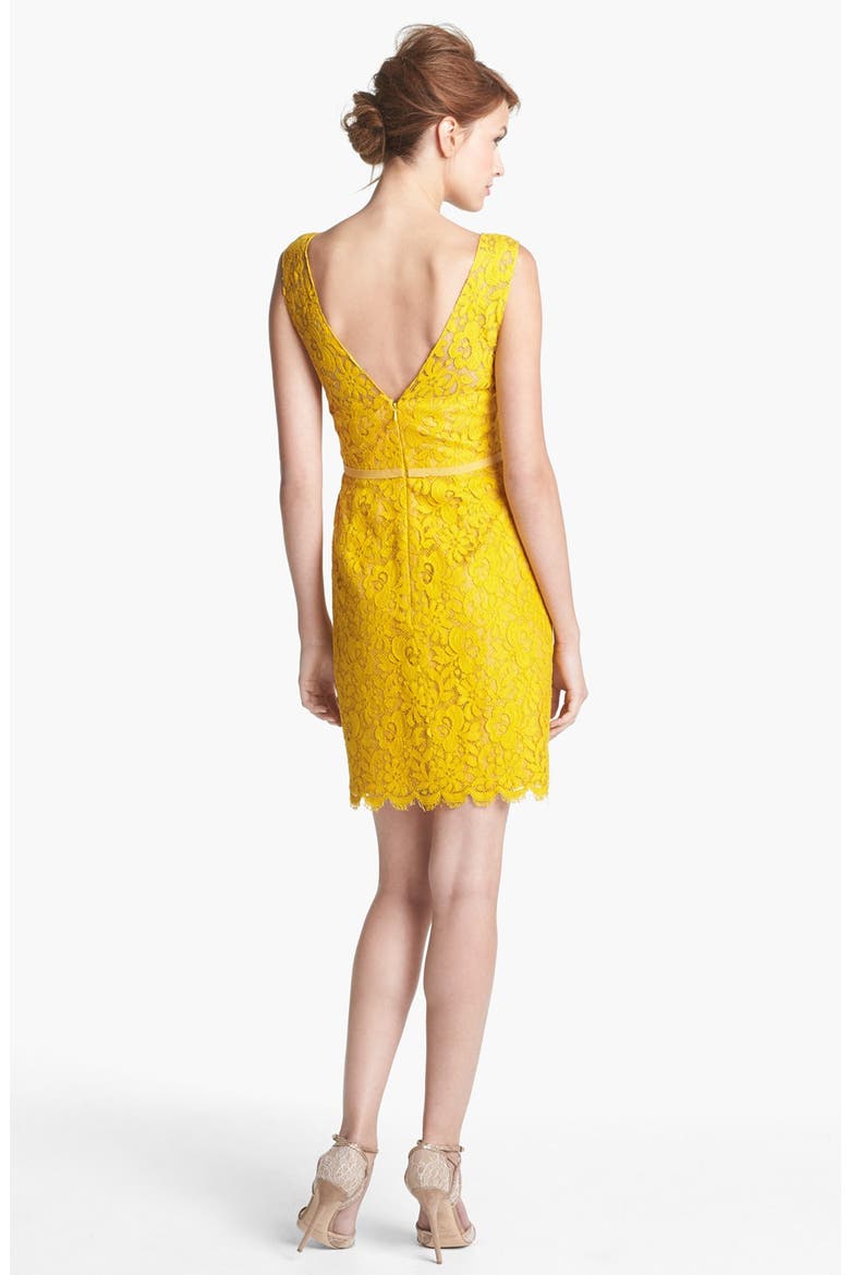 Harlow Tea Lace Sheath Dress, Alternate, color, MUSTARD
