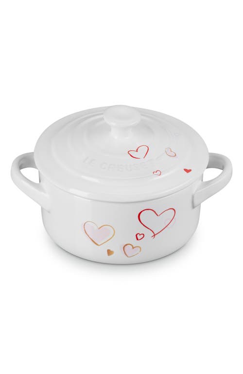 Le Creuset Stoneware Mon Coeur Classic Round Mini Cocotte In White