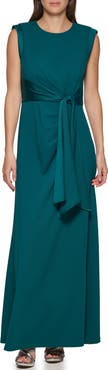 DKNY Cap Sleeve Side Tie Gown