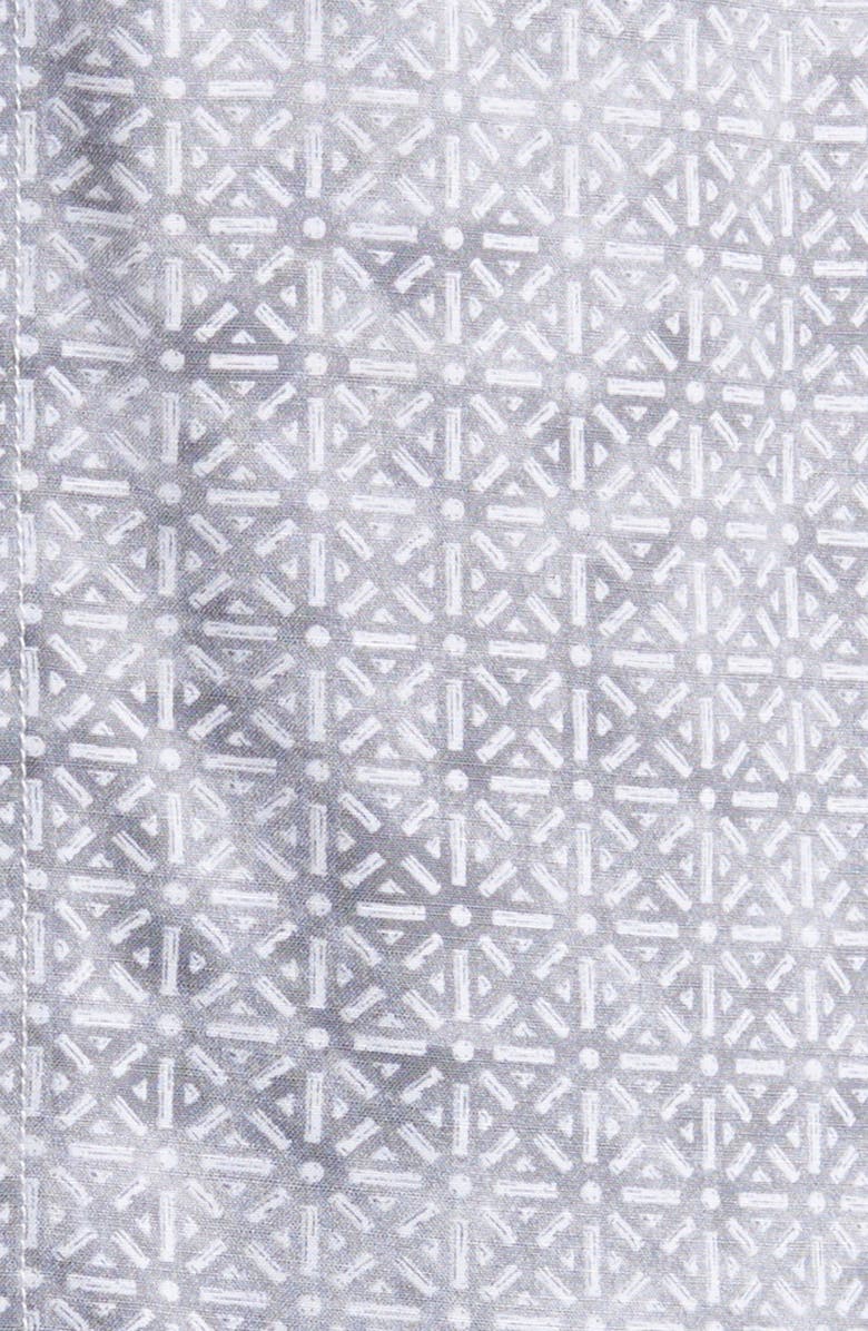 Tommy Bahama Veracruz Cay Rio Geo Short Sleeve Button-Up Shirt, Alternate, color, Storm Gray