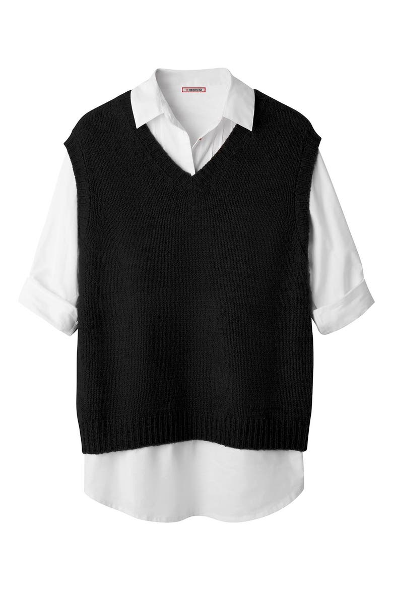 Rib V-Neck Sweater Vest, Alternate, color, BLACK