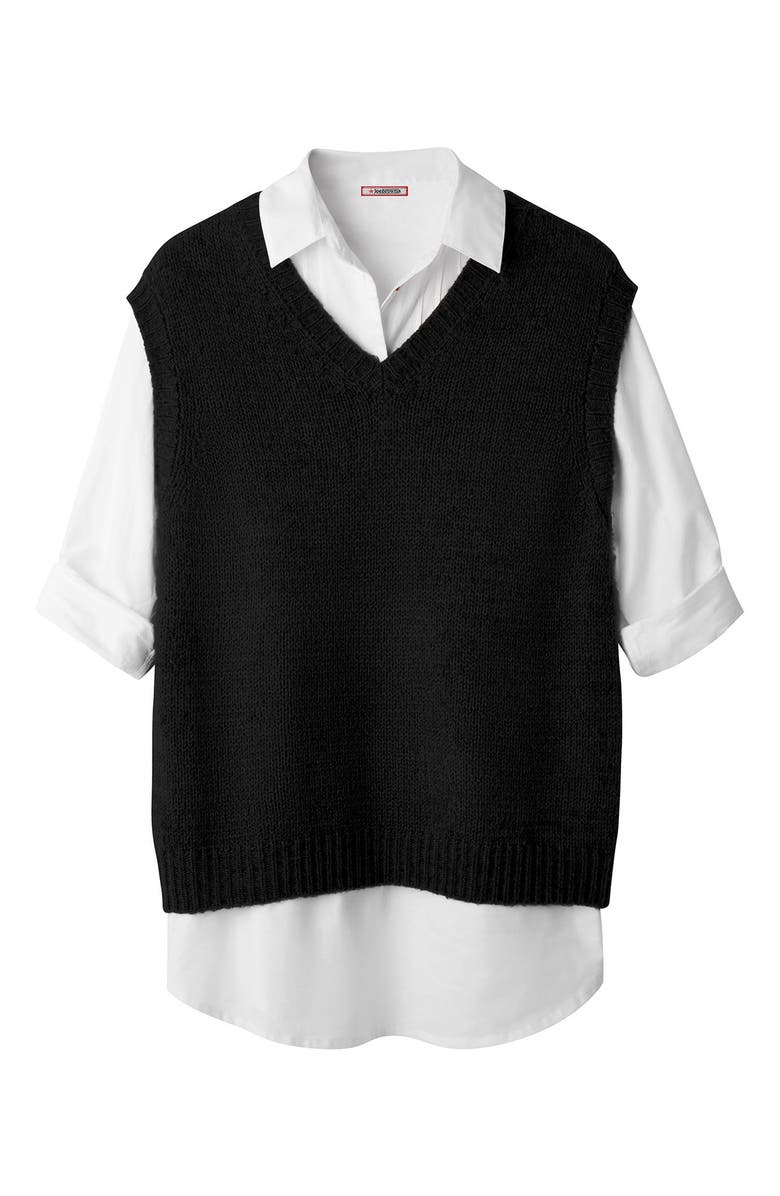 Joe Browns Rib V-Neck Sweater Vest, Alternate, color, Black