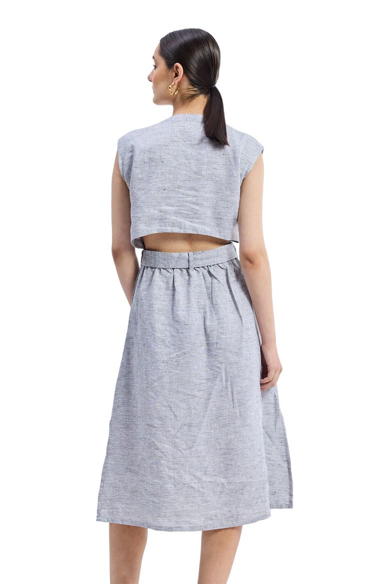 Back Cut Out Linen Dress, Alternate, color, Pin Striped