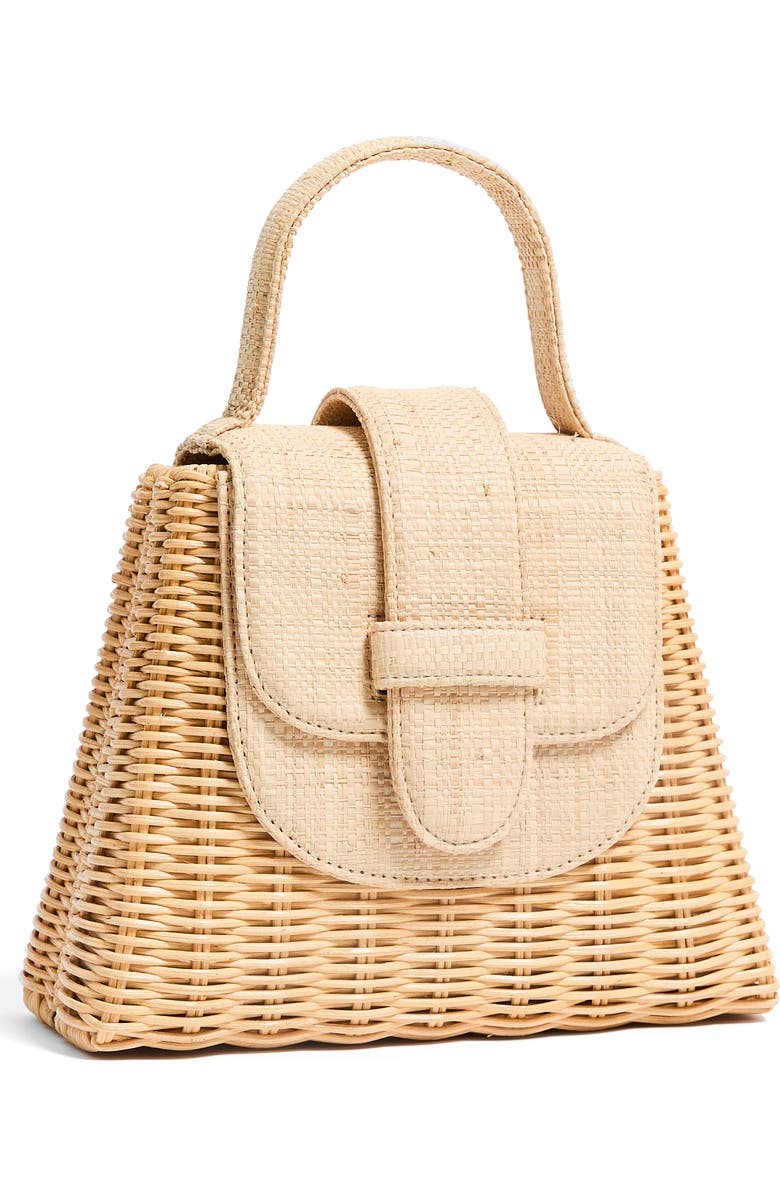 Pamela Munson The Petite Lady Rattan & Raffia Top Handle Bag, Alternate, color, Natural