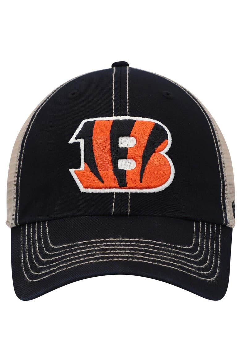 Men's '47 Black/Natural Cincinnati Bengals Trawler Trucker Clean Up Snapback Hat, Alternate, color, Black