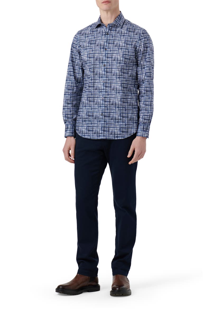 Julian Shaped Fit Print Button-Up Shirt, Alternate, color, BALTIC
