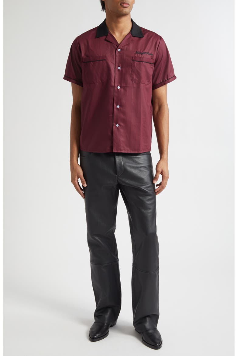 Chain Stitch Piped Voile Camp Shirt, Alternate, color, CHERRY