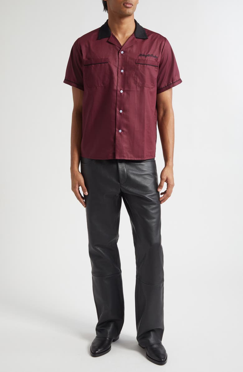 MIDNIGHT RODEO Chain Stitch Piped Voile Camp Shirt, Alternate, color, Cherry