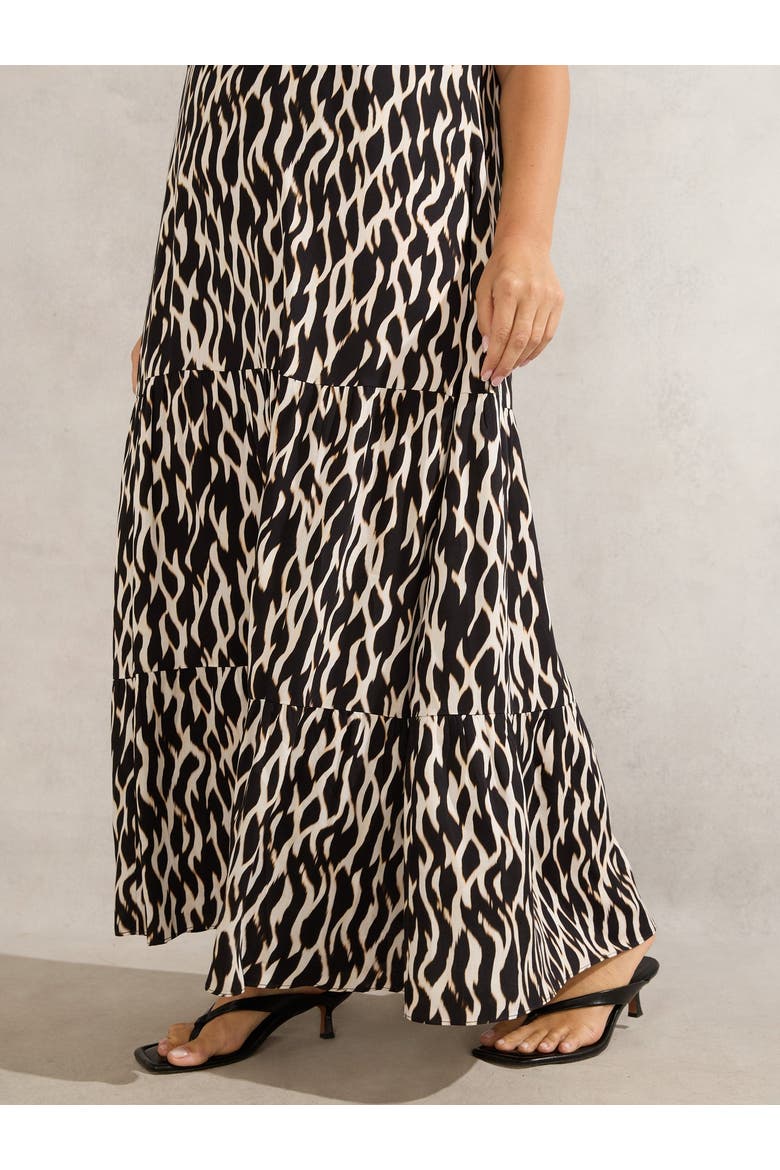 Mono Print V-Neck Maxi Dress, Alternate, color, Black