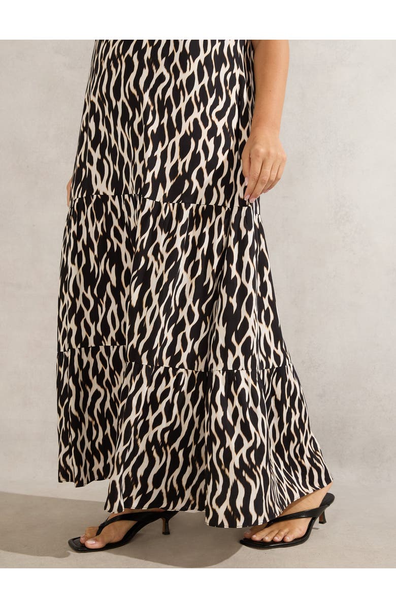 Live Unlimited Mono Print V-Neck Maxi Dress, Alternate, color, Black