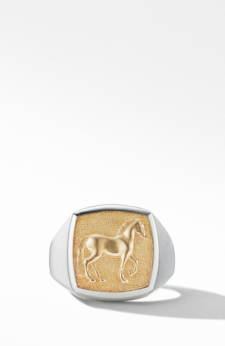 David Yurman Petrvs<sup>®</sup> Horse Signet Ring with 18K Yellow Gold, Alternate, color, 