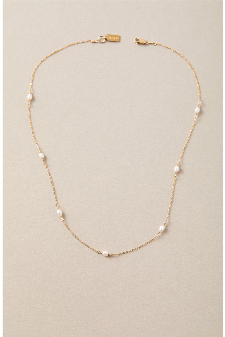 Madeline Freshwater Pearl Station Necklace, Alternate, color, GOLD
